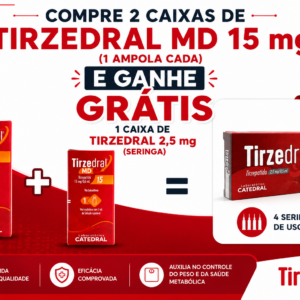 Promoção Tirzedral 15 mg MD – 1 ampola + 1 caixa de 2,5 mg grátis
