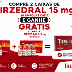 Promoção Tirzedral 15 mg – 4 ampolas + 1 caixa de 2,5 mg grátis